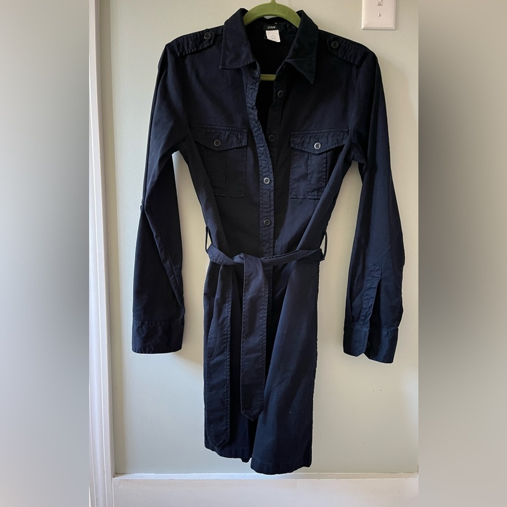 J. Crew Navy Belted Shirt dress women’s 10